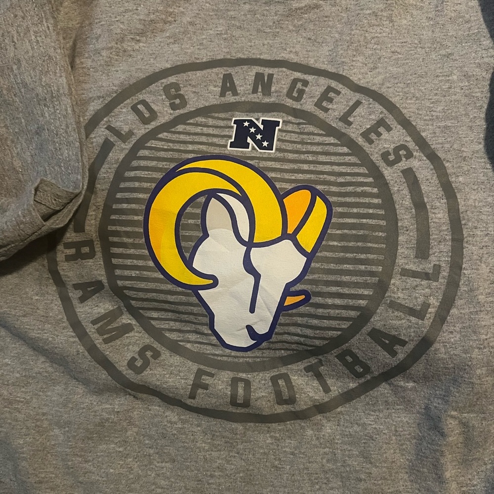 LOS ANGELES RAMS FOOTBALL XL MENS/UNISEX GRAPHIC TEE GRAY MULTI COLOR LOGO NFL